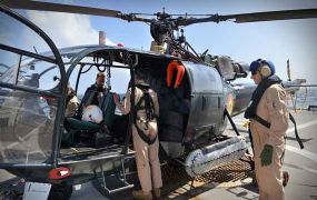 Belgische Alouette III op Nederlands Fregat in de Caraiben Belgische Alouette III op Nederlands Fregat in de Caraiben