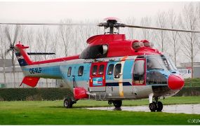 Knappe SuperPuma op bezoek op HeliPort Knokke